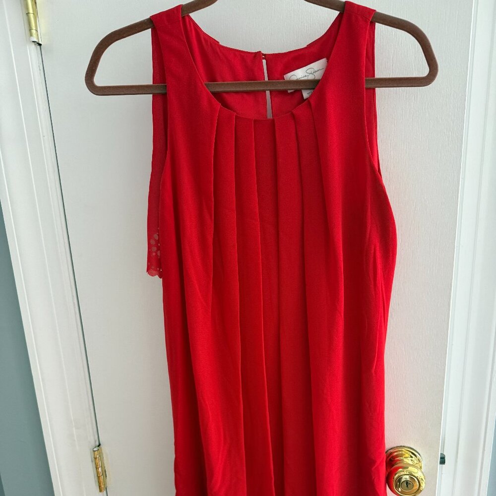 Jessica Simpson Red Eyelet Lace Trim Flirty Mini Dress Sz 4